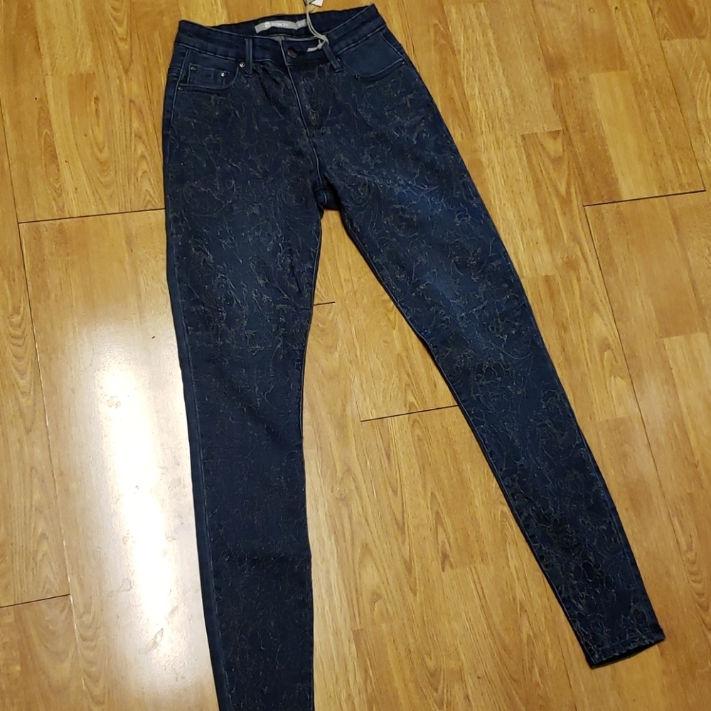 NWT Tractr embossed high rise skinny jeans 0/25